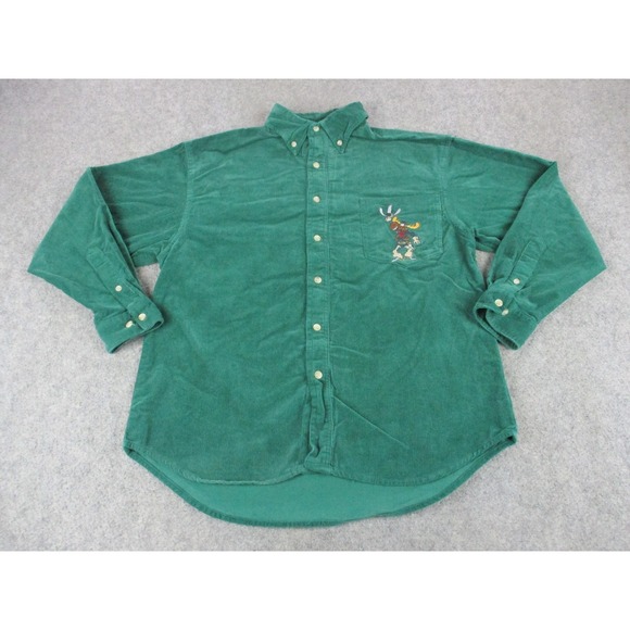 Universal Ranch Other - VINTAGE Rocky & Bullwinkle Shirt Mens Small Green Pocket Embroidery Corduroy VTG
